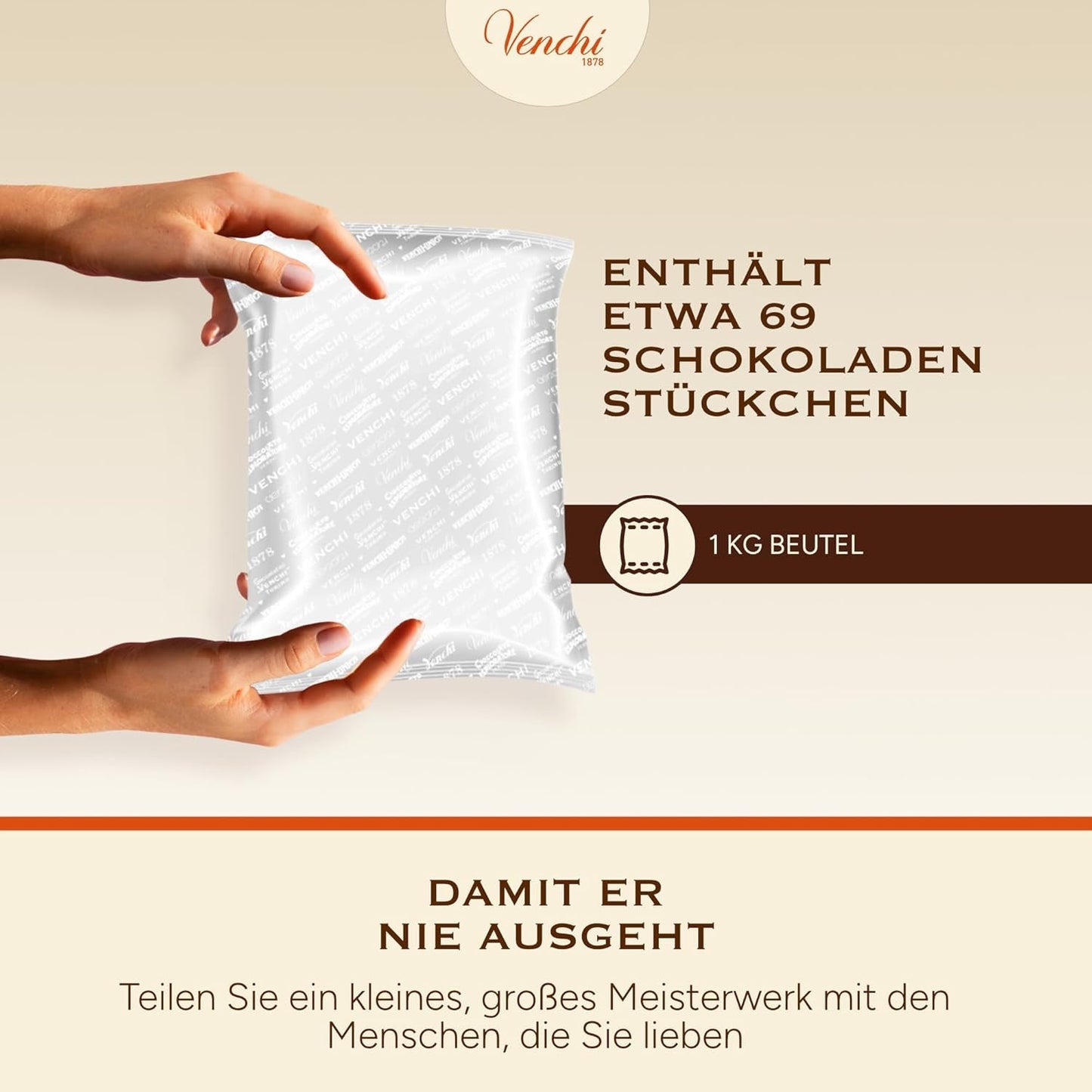 Venchi - Tablettes de chocolat au lait et noisettes - 70% sucre - Pralines aux noisettes entières du Piémont IGP, 1 kg - Sans gluten