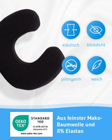 Lot de 2 taies d'oreiller noires parfaites pour les oreillers cervicaux ANDAR Coton maco (double jersey) Pas de repassage et séchage en machine Lot de 2 taies d'oreiller zippées Certifié Oeko-Tex Oreillers orthopédiques cervicaux Naty Shop
