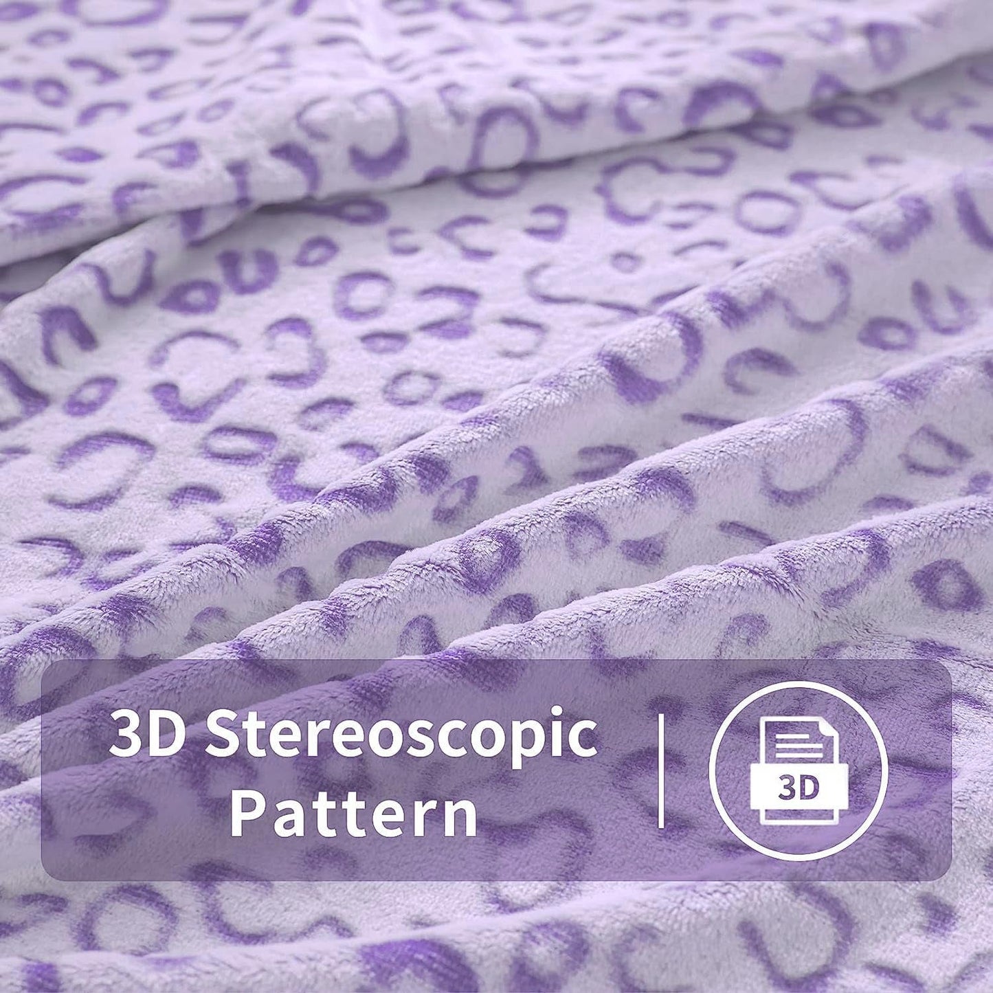 Plaid polaire flanelle FY FIBER HOUSE, couverture microfibre imprimé guépard 3D, 228 X 274 cm, violet Couettes et couettes Naty Shop