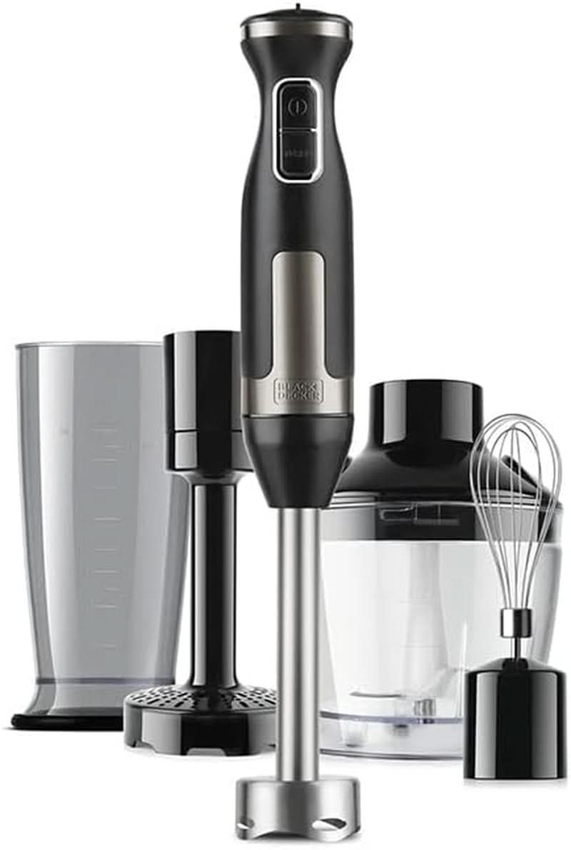 BLACK+DECKER Batteur sur socle | BXHBA1500E | 1500 watts | 20 vitesses | Turbo | Bois d'Édel | Protection anti-spritz | Y Compris Pürieraufsatz, Schneebesen, Zerkleinerer Und Messbecher Cuisine Naty Shop Single 4 Zubehörteile 1500W