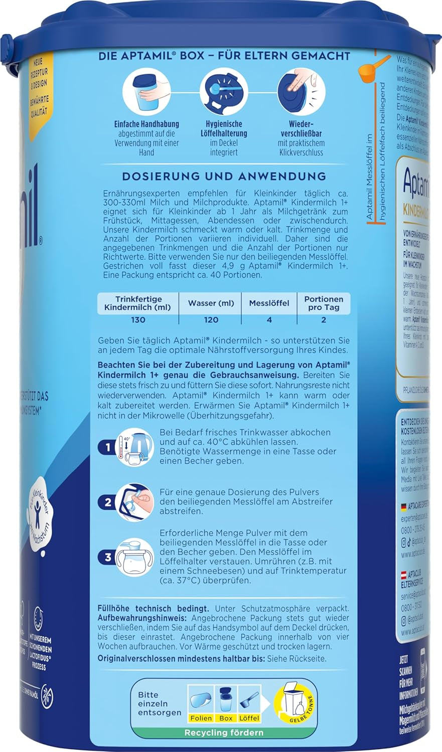 Aptamil Lait de Croissance 1 Plus - Lait de Croissance dès 1 an - 800g