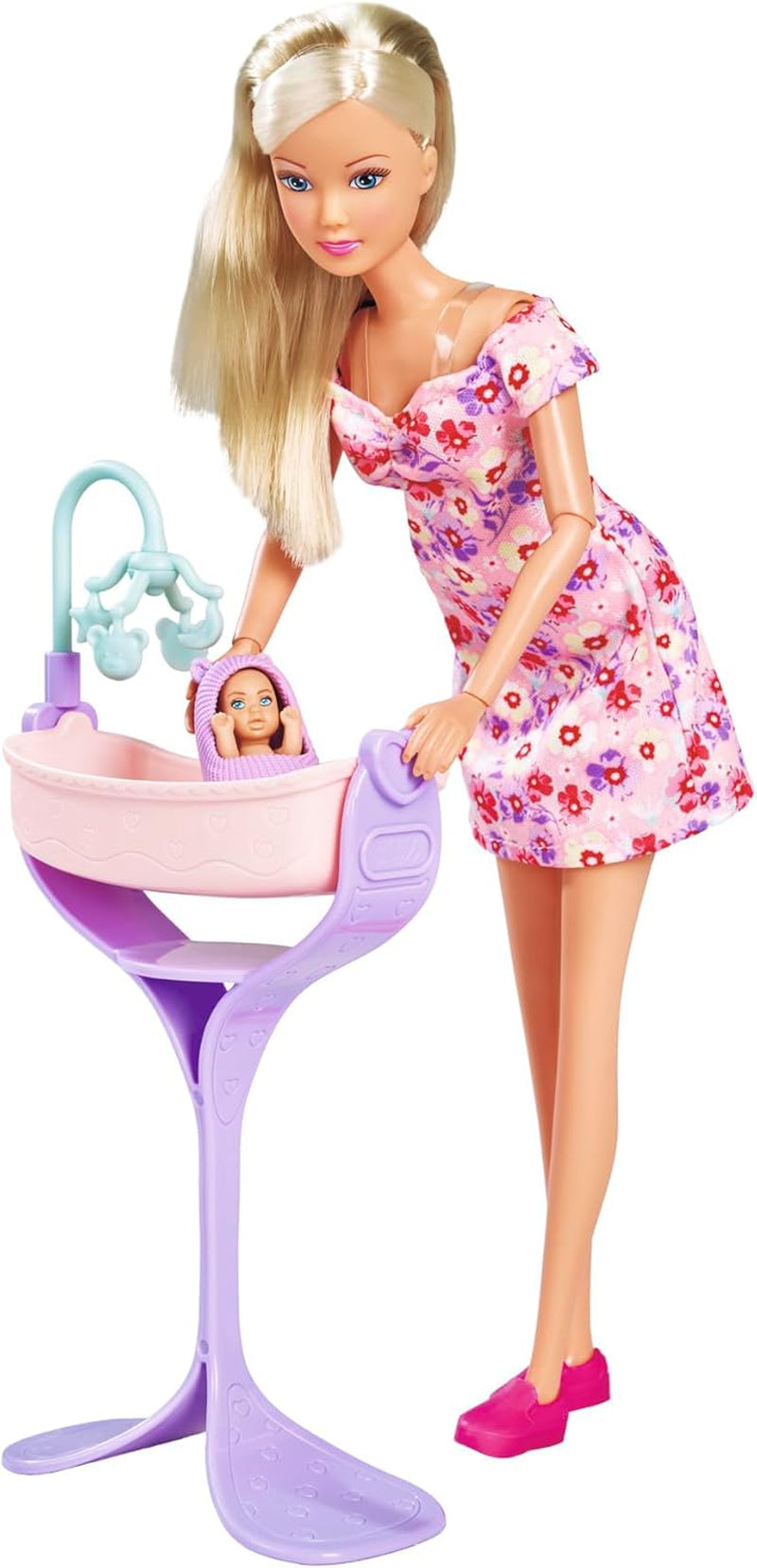 Simba 105733680 Steffi Love Doll Hello Baby (29 cm) - Poupée enceinte avec ventre qui grandit, poupée et accessoires - Jouet pour enfants, filles et garçons à partir de 3 ans