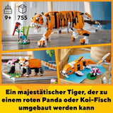 LEGO 31129 Creator Majestic Tigre, Panda ou Poisson Ensemble de figurines animales 3 en 1 Jouet pour enfants garçons et filles Jouets de construction d'animaux Besuche den LEGO-Store