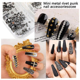 Mini Metall Nieten Punk Nail Charms Gold Silver Strasssteine ​​​​Nägel Charm Kegel Spikes Nagelschmuck Glitzersteine ​​​​Nail Art Studs Nagel Steine ​​​​Legierung Nagelanhänger Strass Nageldesign Zubehör