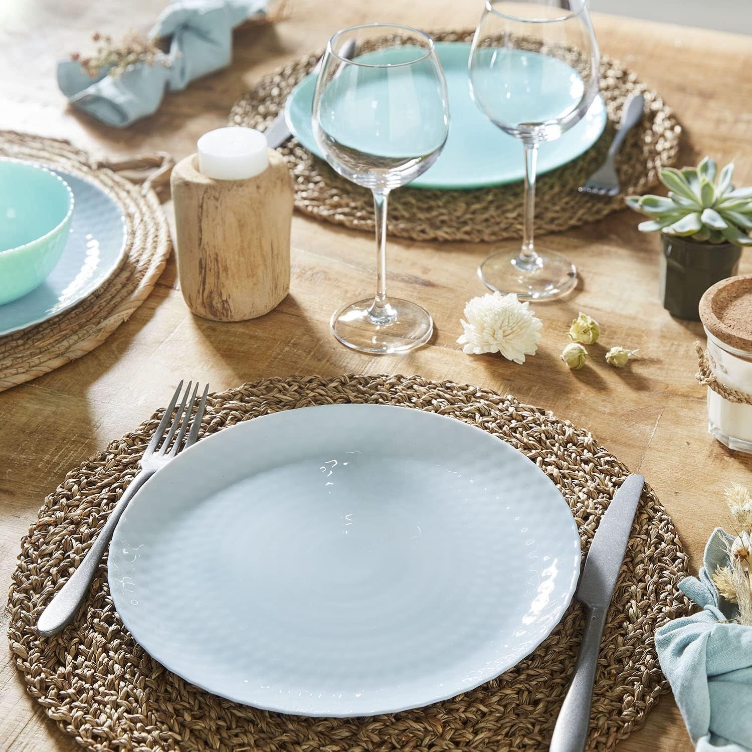 Service de table Pampille Turquoise Opale, 18 pièces - 6 personnes, turquoise