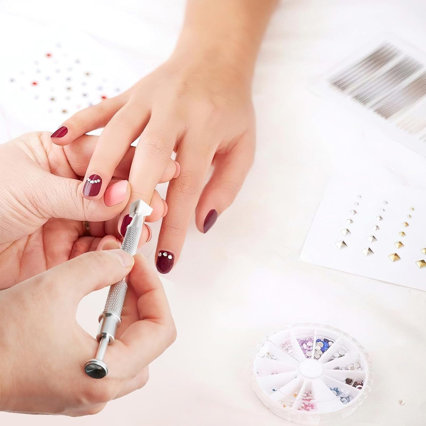 KASURE 300 pièces Nail Art Schwamm, Metall Mit Greifer Nagel Pinsel, Nageldesign Zubehör Für Nail Art, Schwammpinsel Für Farbverlaufs-Nageldesign