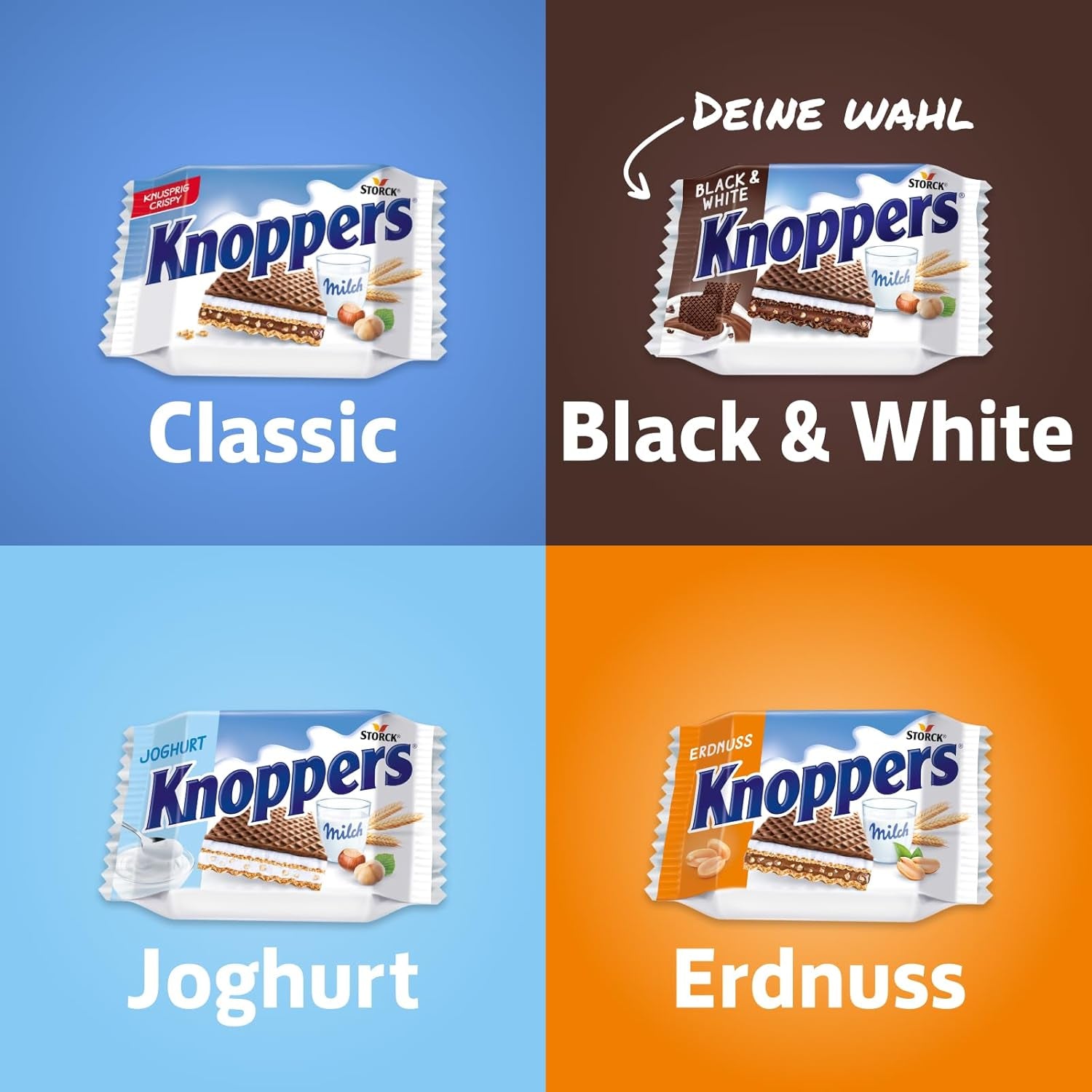 Noir et Blanc – 2 x 200g (2 x 8 pièces) – Tranches de gaufrettes fourrées de gaufrettes au cacao noir, morceaux de pâte noire, lait et crème de nougat