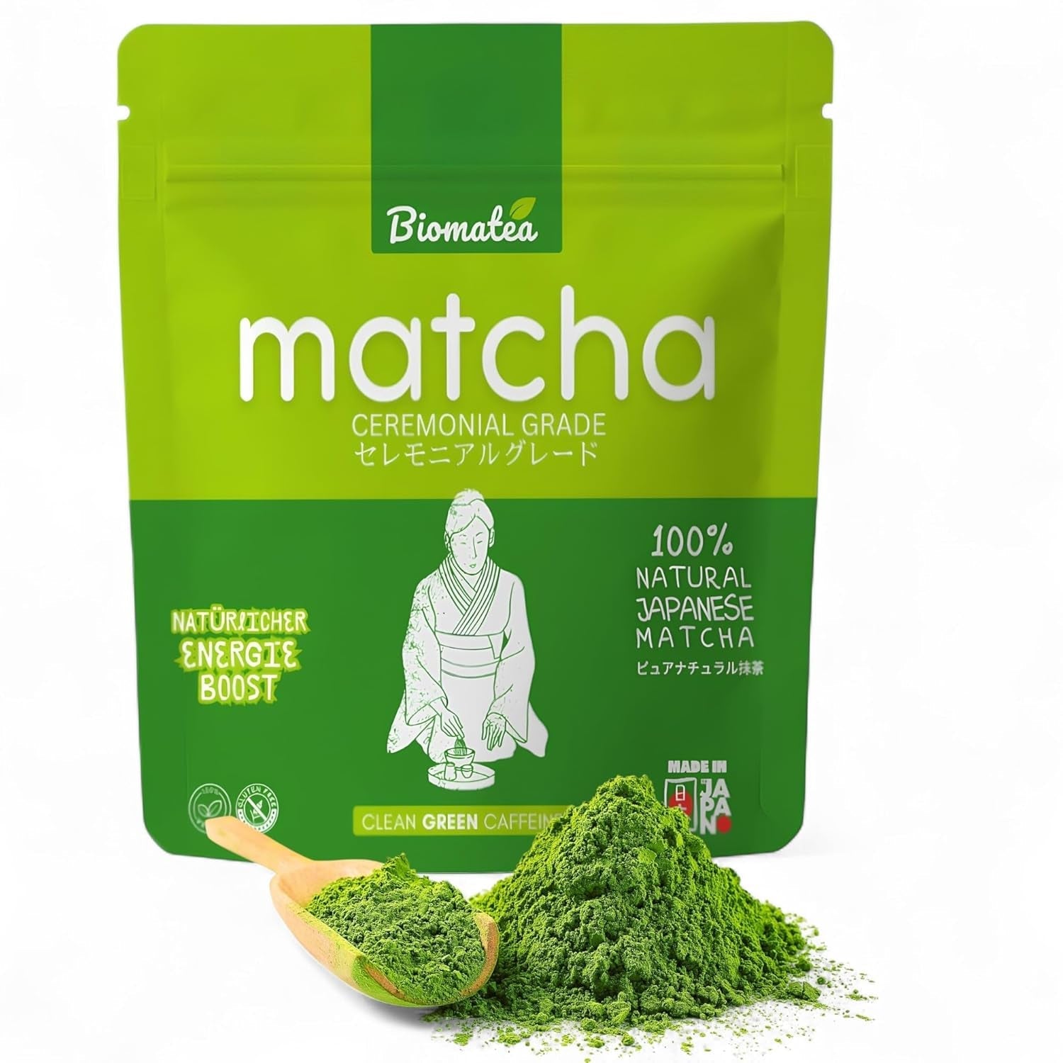 50 g de matcha de qualité cérémonielle du Japon – 100 % naturel, sans pesticides et testé – moulu sur pierre – poudre de thé japonais Moegi Matcha Premium