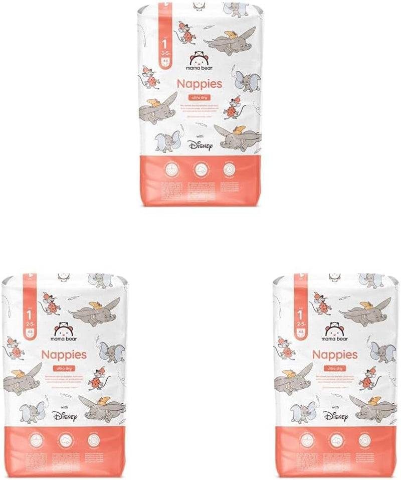 Marque Amazon : Mama Bear Disney Couches Ultra Dry, taille 3 (4-9 kg) – Boîte mensuelle, blanche, 172 pièces (2 paquets de 86)