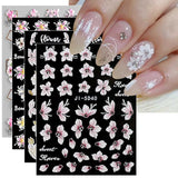 JMEOWIO Autocollants de manucure 3D pour ongles, fleurs, autocollants pour nail art, autocollants auto-adhésifs, bandes stéréoscopiques 5D, décoration de fleurs d'été, design de manucure, 4 feuilles