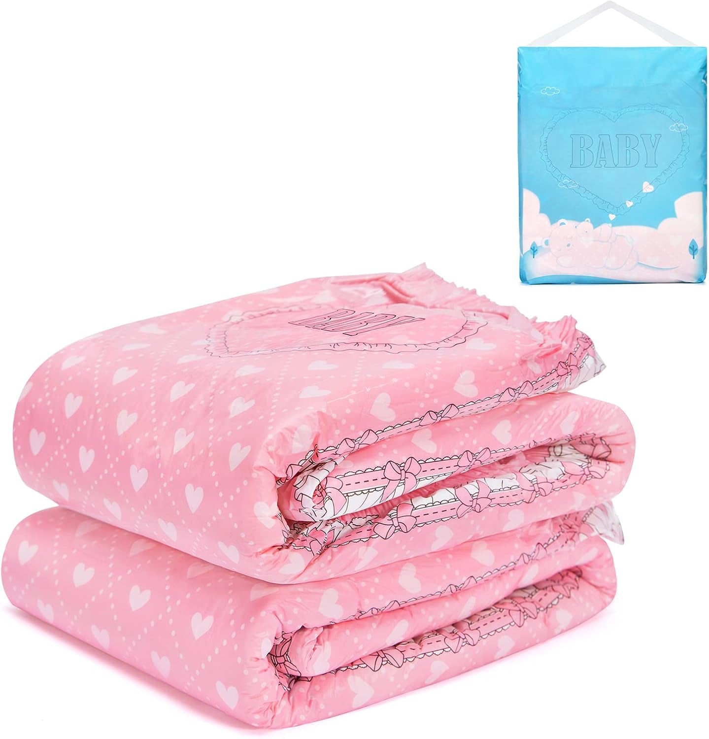 Couches imprimées pour adultes 5500-5800 ml, lot de 2 – Bébé rougissant (M)