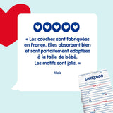 - Couche taille 4 (7-18 kg) – saine et extrêmement absorbante – étanche 12 heures – ohne unerwünschte Substanzen – fabriquée en France – prix abordable – 132 couches jetables