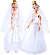 Simba 105733414 - Robe de mariée Steffi Love, 2 modèles assortis, Un seul article fourni, Poupée dans une belle robe de mariée, 29 cm, à partir de 3 ans