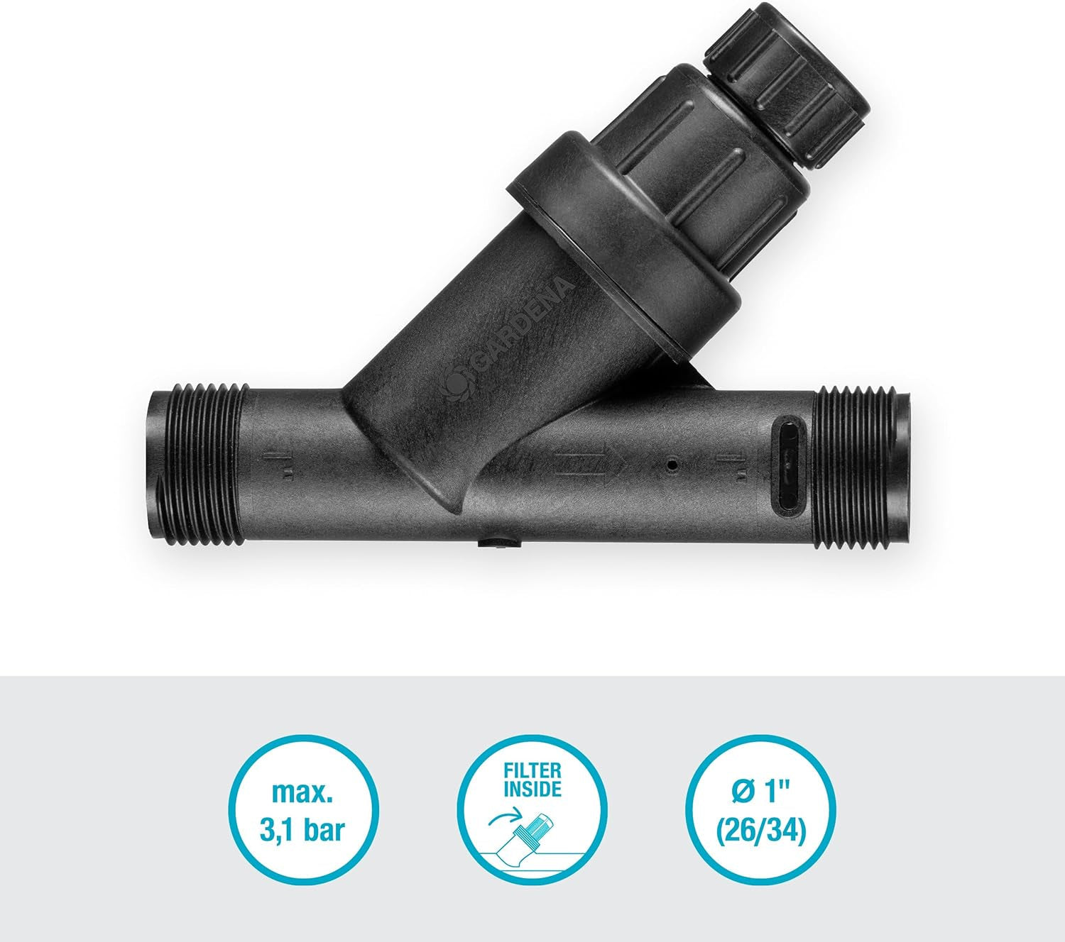 Réducteur de pression pour système d'irrigation Gardena : Régulateur de pression pour une pression d'eau constante jusqu'à 3,1 bar, accessoire d'irrigation de jardin pour compenser les fluctuations de pression (8200-20)