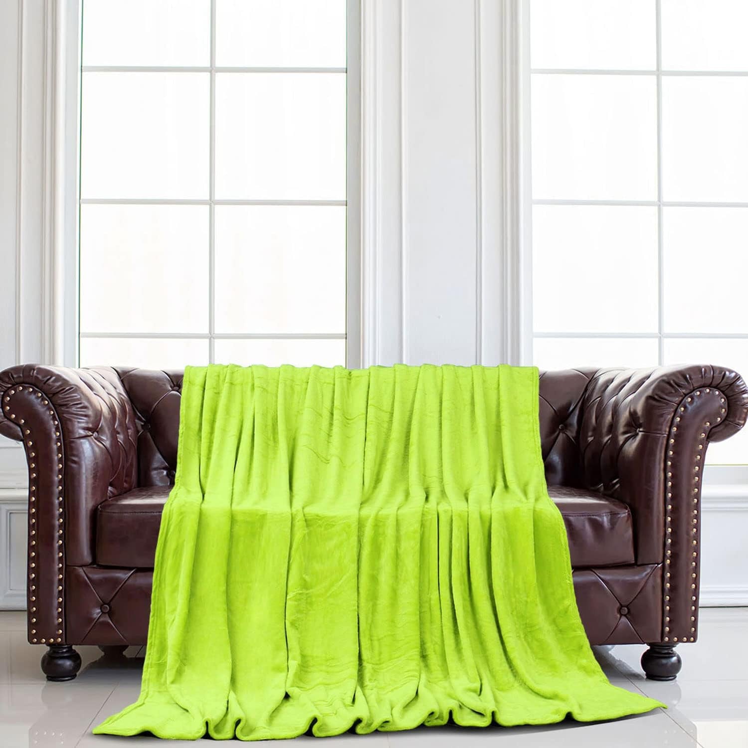 Sourcing Map Couverture douillette Couvre-lit Couverture polaire douce et chaude comme couverture de canapé Couverture de canapé Salon et couverture câline Couverture en laine velours doux peluche vert pomme 150X200Cm Lits et couvertures uxcell