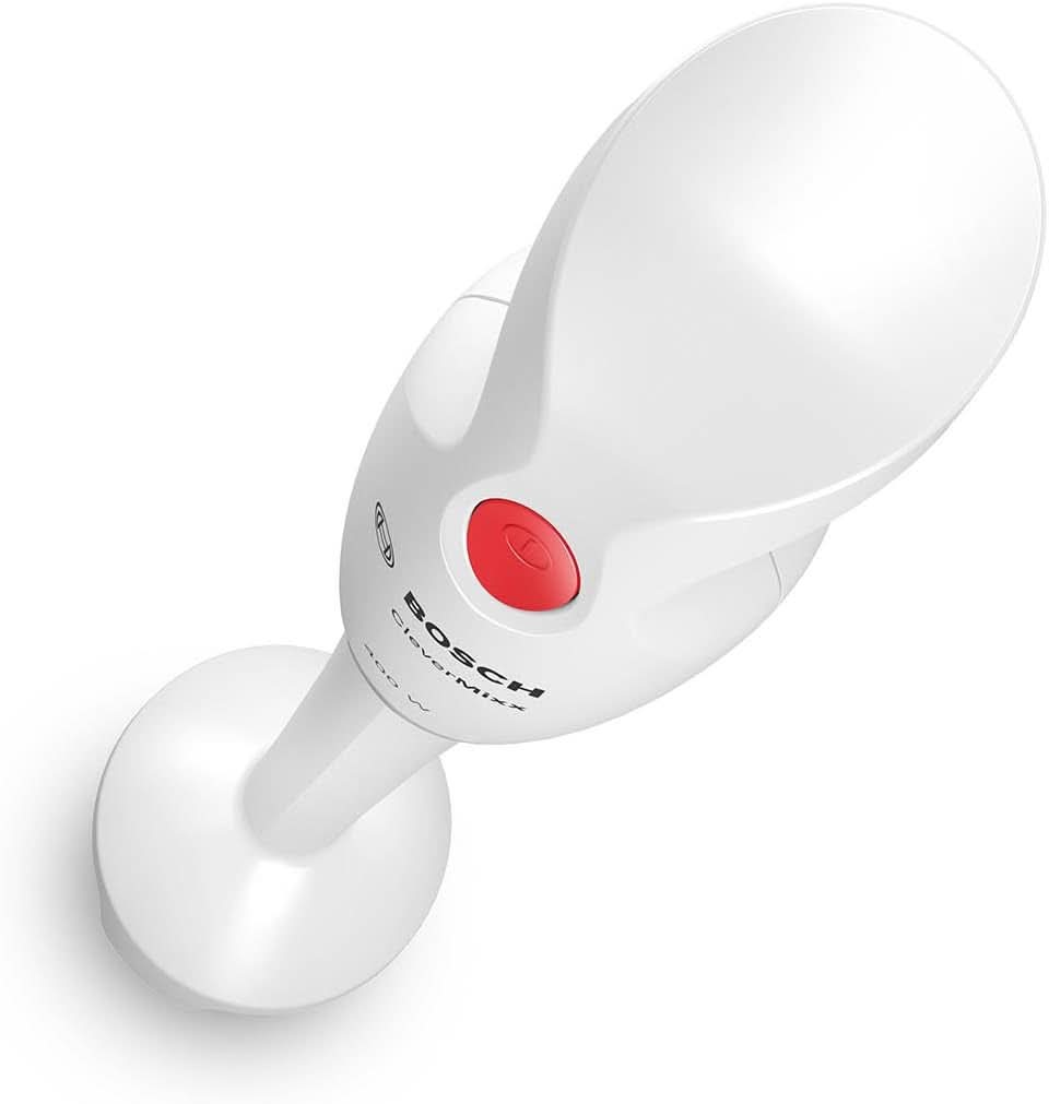 Bosch Stabmixer Clevermixx MSM14000, Abnehmbarer Mixfuß, Ergonomischer Griff, Leichtes Gehäuse, 4-Klingen-Messer, Einfache Reinigung, 400 W, Blanc/Rot Kitchen Naty Shop