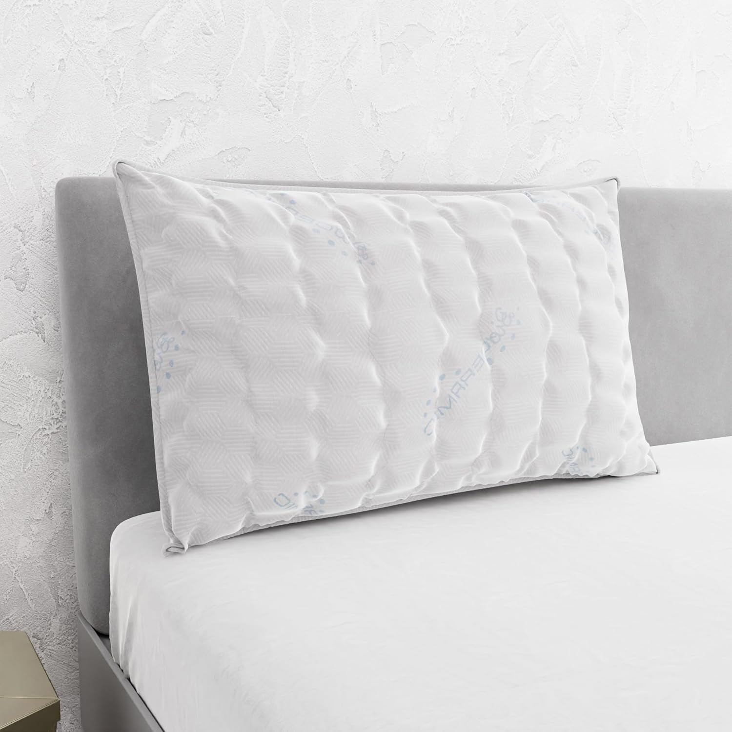 Literie italienne MB Home Italia, oreiller, biocéramique, gris clair, 45 x 75 cm Naty Shop oreillers standards