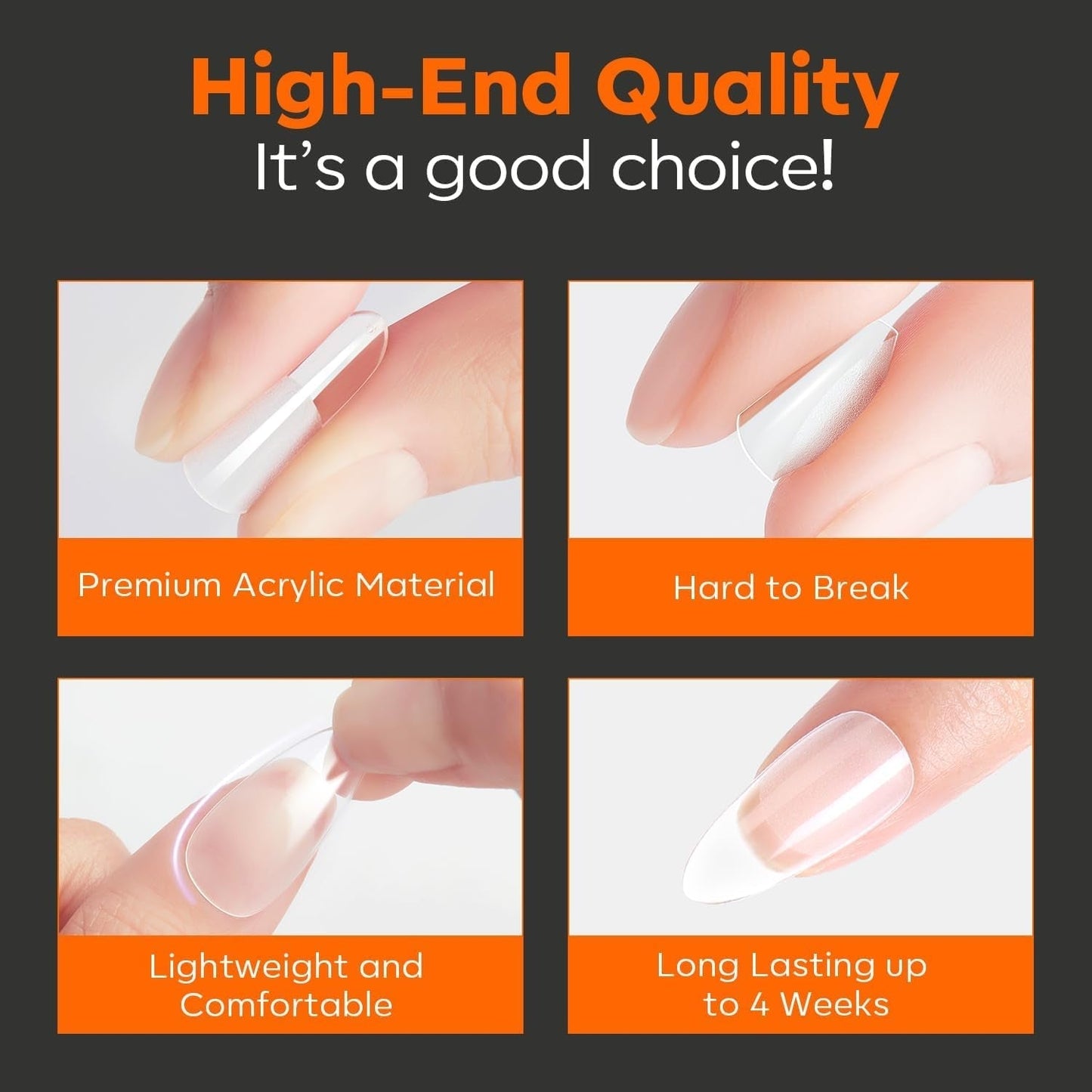 Modelones Nail Tips 216 pièces – Ensemble de pointes d'ongles à couverture complète, ensemble de pointes en gel souple, pointes d'ongles en résine PMMA pré-polissage, colle DIY sur ongles artificiels Nail Art, amandes courtes XS
