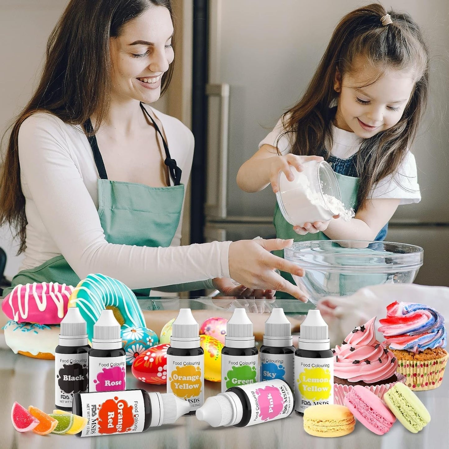 Colorant alimentaire 9 x 10 ml, colorant alimentaire liquide – ensemble de colorants alimentaires pour décorer des gâteaux, macarons, beignets, fudge, glaçage, savons DIY, crème glacée, colorant pour savon, colorant pour pistolet pulvérisateur