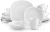 MALACASA Service de table pour 4 personnes, 16 pièces en porcelaine blanche, service de table moderne avec 4 assiettes plates, assiettes à dessert, assiettes et tasses Suma, série ELISA