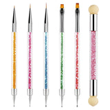 Sularpek 6 pcs Nagel Pinsel, Nail Art Pinsel, Pinsel Nageldesign, Nagel Pinsel Set, Nail Art Dotting Tools avec 1 pinceau éponge applicateur, Nageldesign Zubehör pour DIY Nail Art Design