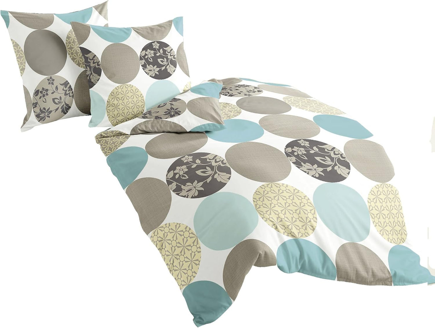 Linge de lit Bierbaum, maco-satin, conçu en Allemagne, modèle 6383 turquoise 02, 155X220 Cm + 80X80 Cm, taille confort Lits et Couvertures Besuche den Bierbaum-Store Turquoise 200X200 Autres échantillons