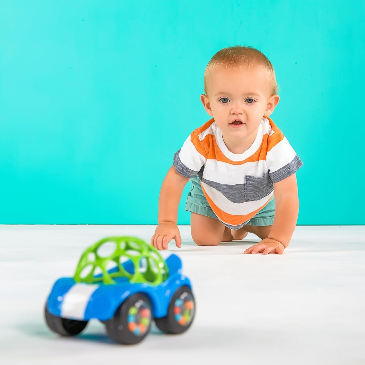 Bright Starts, Oball, Hochet jouet voiture, Jouets pour bébés vert-bleu Naty Shop