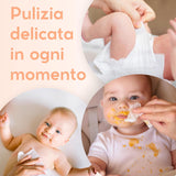 Lingettes pour bébé avec talc pour peaux sensibles, sans alcool, respectueuses de la peau, pH 5,5, légèrement parfumées, 1200 unités (paquet de 12)