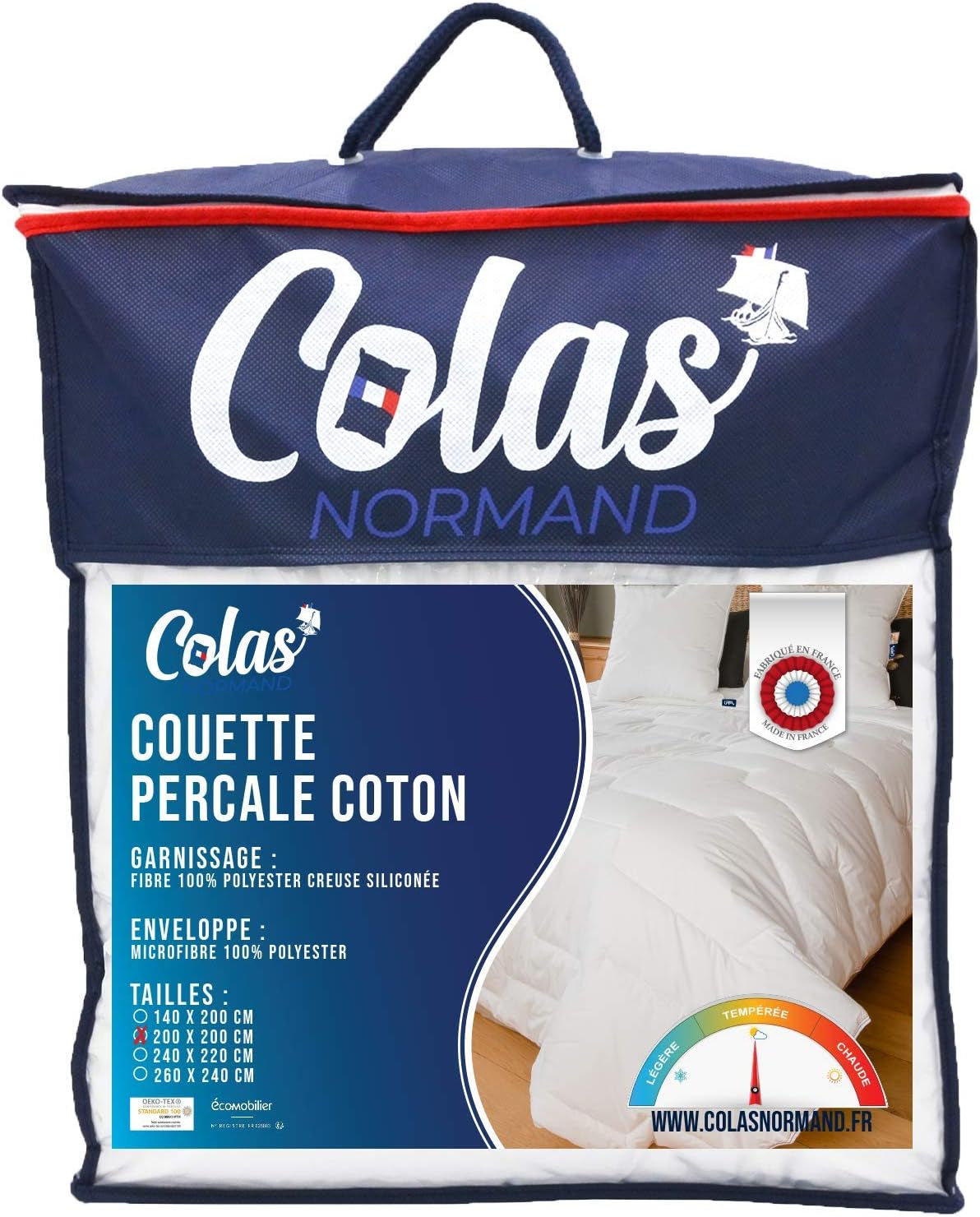 Couette Percale Coton 240 X 220 Cm Percale 100% Coton Haute Qualité Douce et Confortable Durable Finition Fine Fabriquée en France Blanc Naty Shop Couettes et Couettes Blanc 200X200 Cm