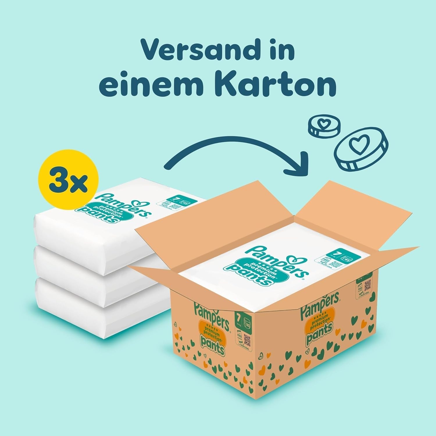 Pantalon de protection Pampers Premium Taille 7, 123 couches, 15 kg+, avec réglage à 360° et poignets anti-fuites souples pour un confort et une protection optimaux