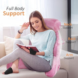 Oreiller de lecture XL pour lit et canapé avec tour de cou amovible, oreiller de dos idéal pour adultes avec mousse à mémoire de forme pour lire, travailler, jouer, regarder la télévision, se détendre (rose)