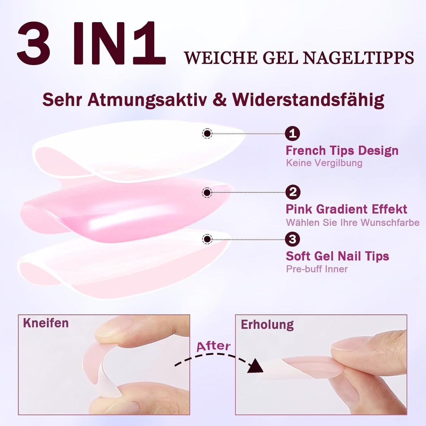 120 pcs faux ongles rose chair avec colle à ongles – 12 tailles courtes ovales carrées à presser – beaux ongles, colle sur ongles artificiels – convient pour la conception d'ongles DIY des femmes (dégradé rose Squaval)
