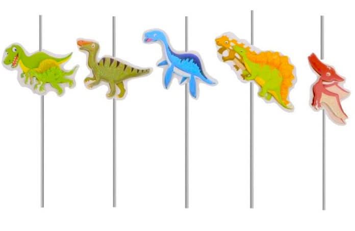 Lot de 5 pailles dinosaures Naty Shop