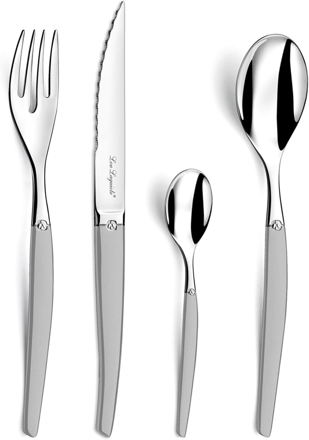 Lou Laguiole JET, Ménagère, Lave-Vaisselle, Avec Lame Microdentée, Inox Satiné Naty Shop