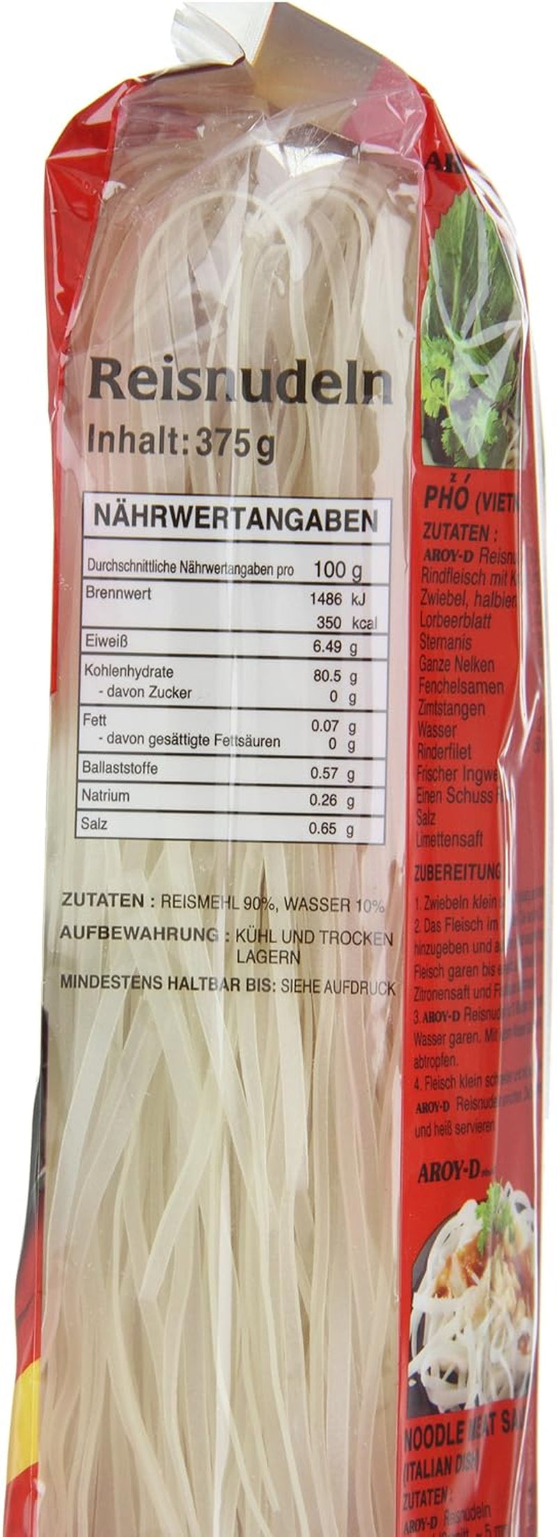 Nouilles de riz Aroy-D sans gluten, paquets de 3 mm (1 paquet x 375 g)
