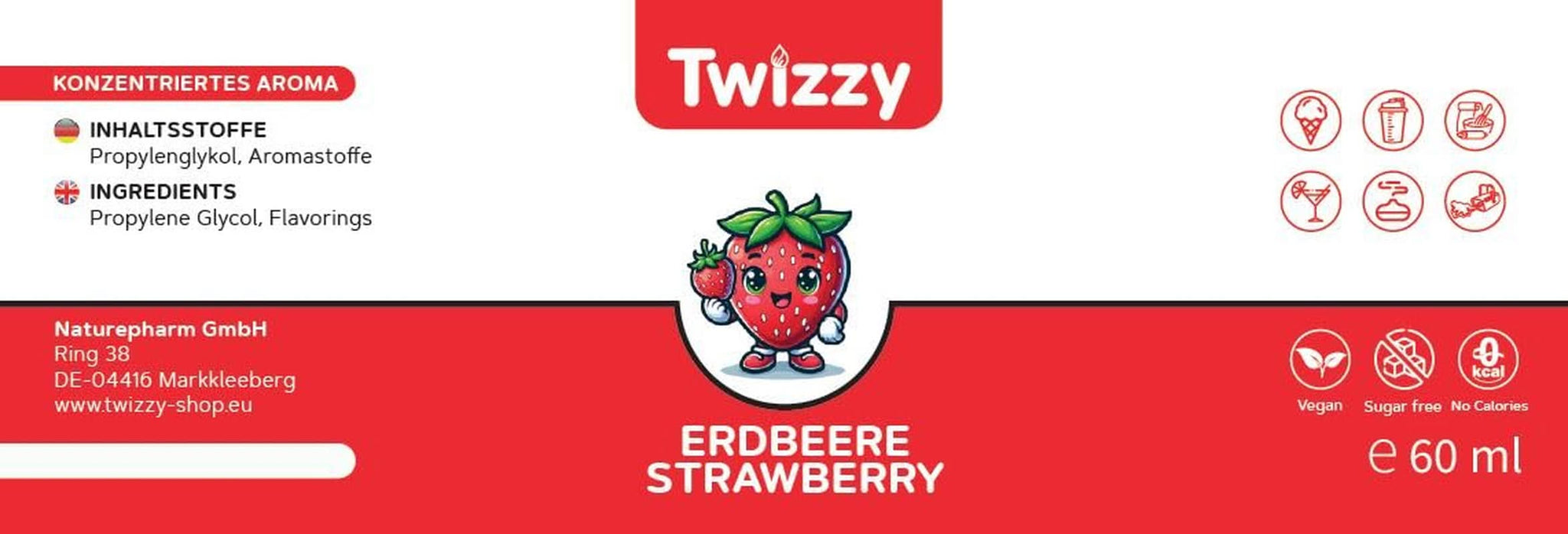 Arôme Concentré Fraise Twizzy, 60 ml Arômes Naty Shop