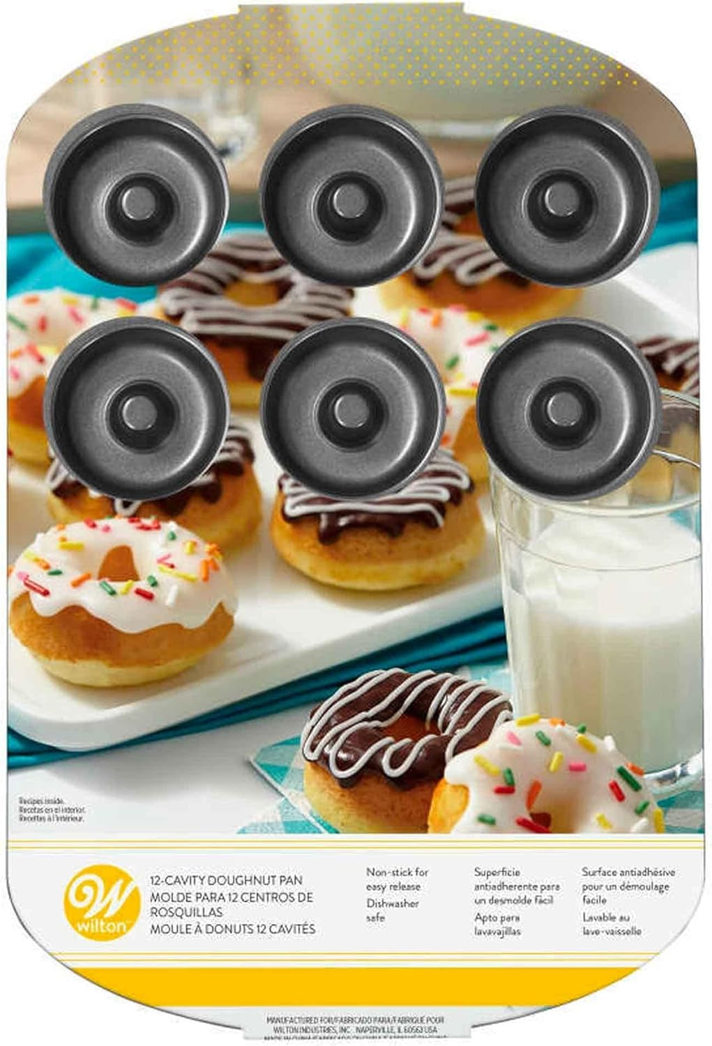 Wilton Donut-Backform Mit 12 Mulden Donutform, Hochwertige Donut Backform Mit Antihaftbeschichtung Für 12 Mini-Donuts, Spülmaschinenfest Moules et plaques pour la pâtisserie Naty Shop