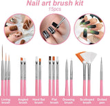 Ensemble d'autocollants et d'accessoires pour ongles - 5 autocollants pour ongles, pinceau, pierres, ruban décoratif, feuille d'or - Parfait pour la manucure et les ongles en gel - Ensemble de 50 pièces