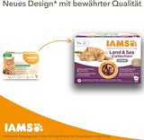 IAMS Delights Land & Sea Collection Nourriture humide pour chats - Assortiment de viande et de poisson multipack en sauce, nourriture humide pour chats à partir de 1 an, 72 x 85 g