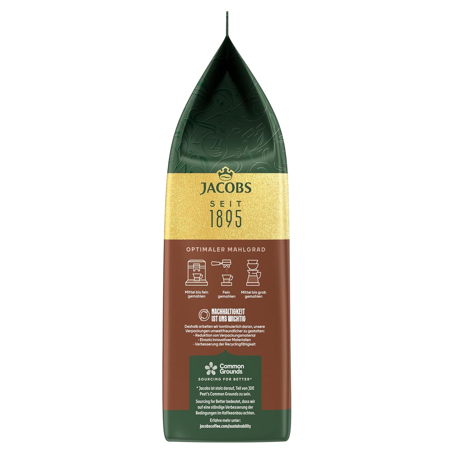 Jacobs Kaffeebohnen Café Crema Intense, intensif avec Kakao- & Nussnote, geröstet à Brême, Intensität 7/10, Kaffee ganze Bohnen, 1 kg