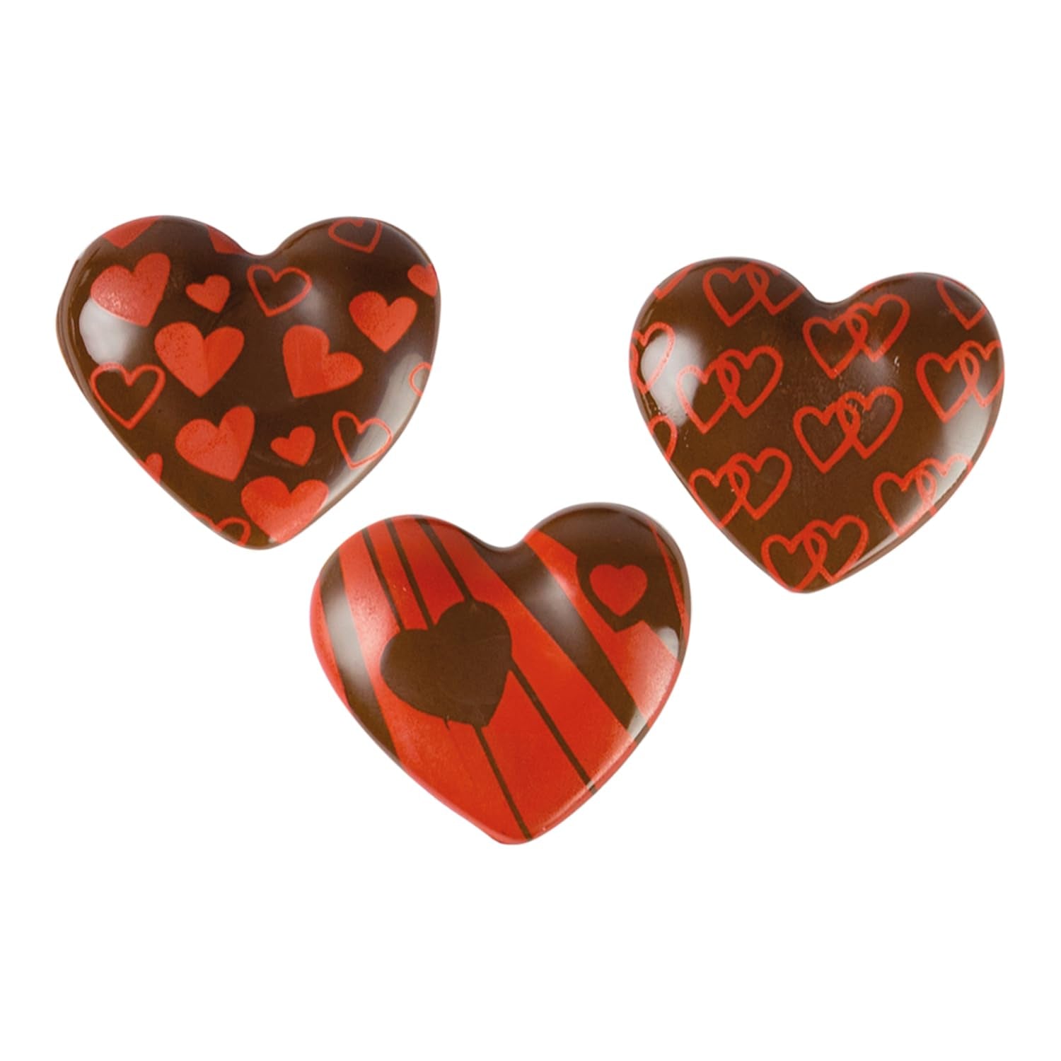 Günthart 135 pièces cœurs en filigrane de chocolat noir imprimés Tri-Motion colorés 1 paquet (236g)