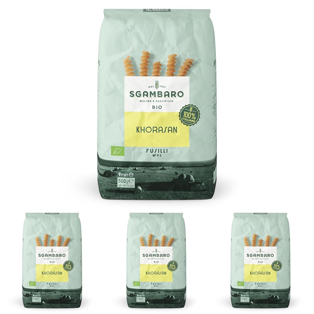 Pâtes Fusilli Bio N°93 - 500g de blé Khorasan - Blé ancien, riche en protéines, cultivé à 100% en Italie - Polyvalent en cuisine et riche en nutriments