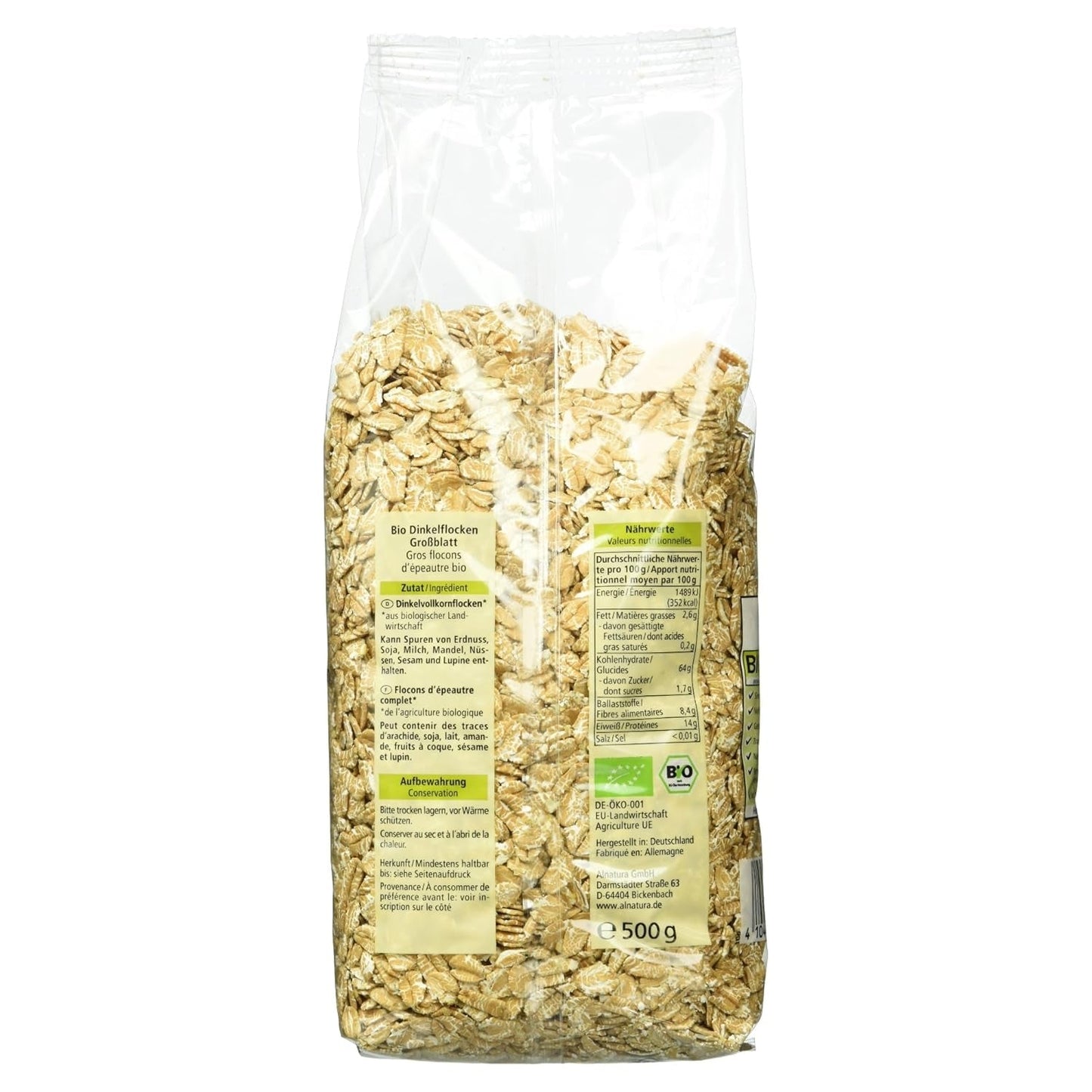 Flocons d'épeautre bio aux gros flocons, 500g