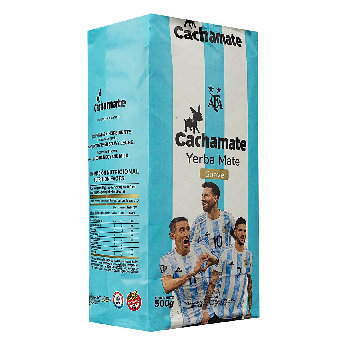 CACHAMATE Mundial Suave 500G | Ballon de football en édition spéciale | Yerba Maté argentin | 12 mois de maturation naturelle | Propriétés antioxydantes et diurétiques