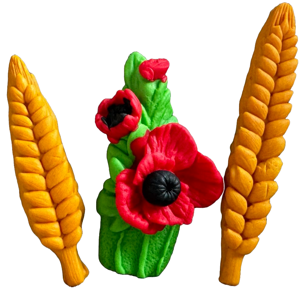 Lot de 3 décorations comestibles en pâte à sucre, Été, blé et coquelicots Décorations en Pâte à Sucre Naty Shop