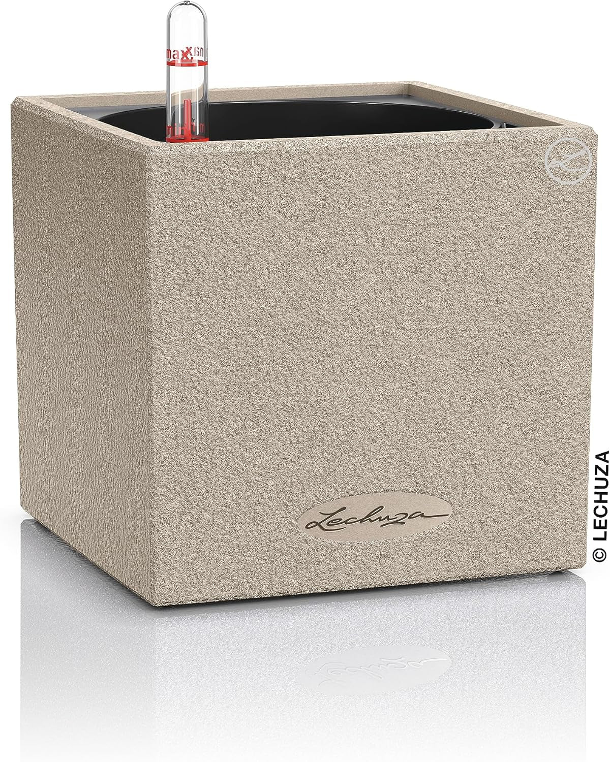 Cube à herbes de haute qualité LECHUZA CANTO Stone 14 avec système d'arrosage en bâton, gris pierre