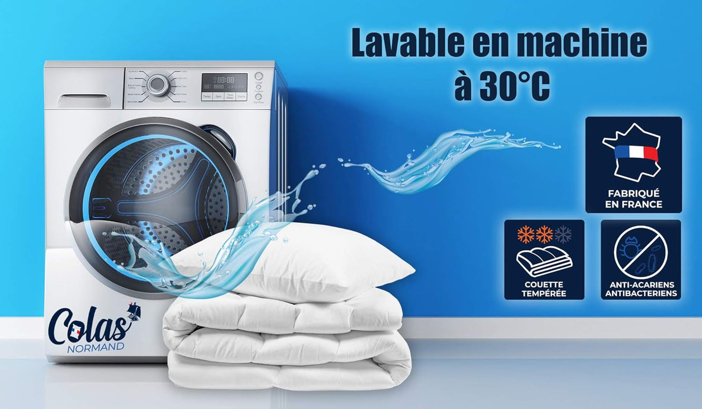 COLAS NORMAND - Couette contre les acariens et les bactéries - Tempérée - 280 X 240 Cm - Effet longue durée - Hygiène parfaite - Microfibre - Doux et confortable - Lavable Couettes et couettes Naty Shop