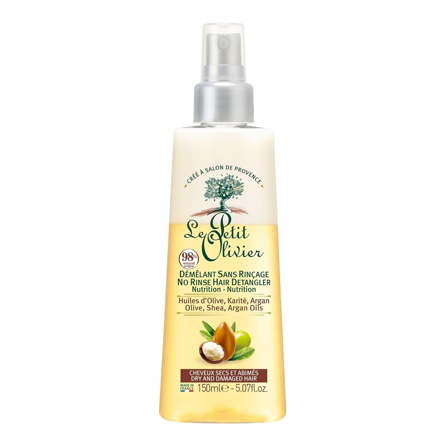 - Spray démêlant, soin, sans rinçage et silicone, huiles d'olive, karité & argan, démêle, répare et nourrit - cheveux secs et abîmés - 150 ml Produits démêlants cheveux Naty Shop Titre par défaut