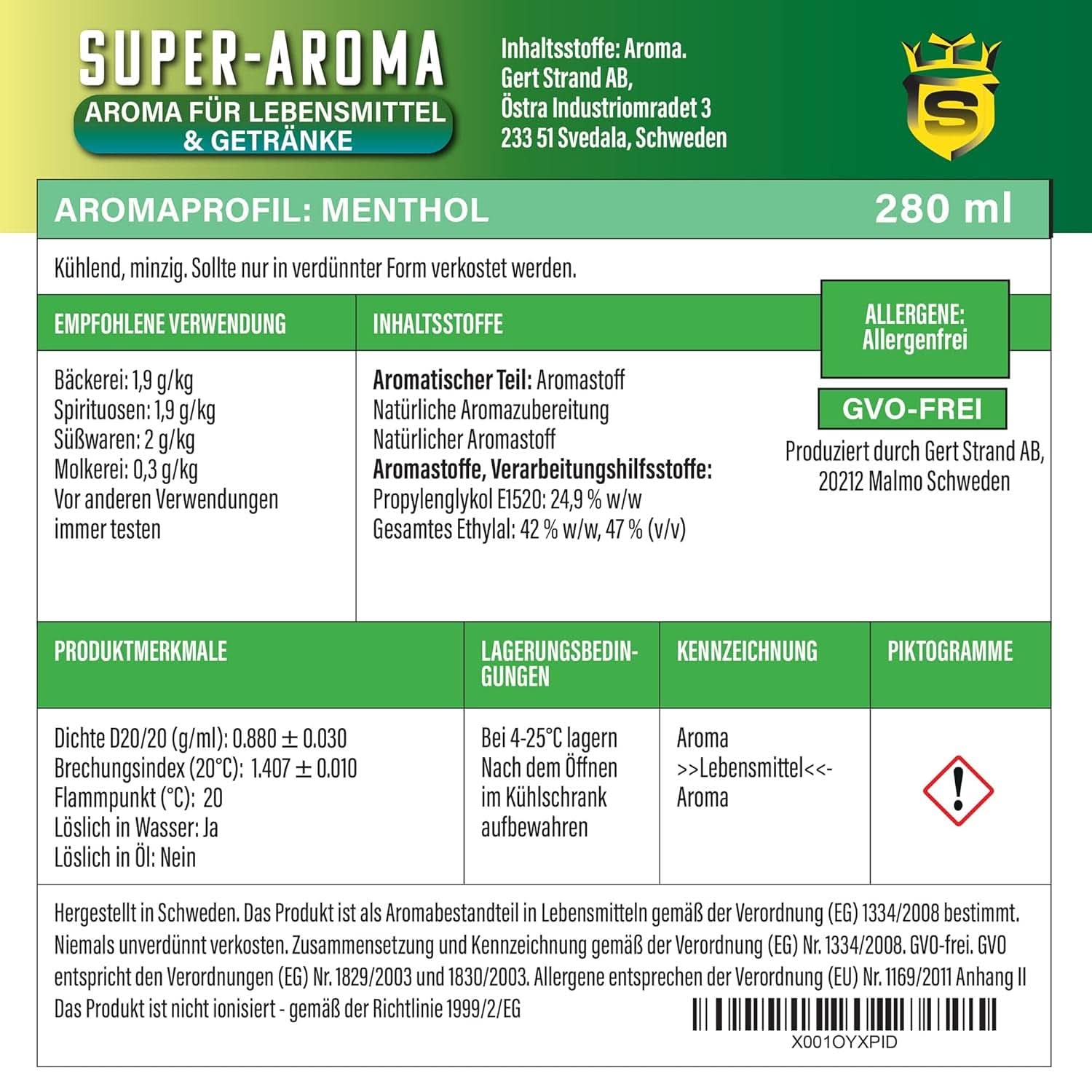 Concentré mentholé 280 ml Arome Naty Shop