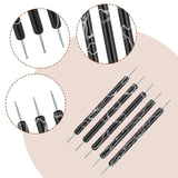 5 pièces d'outils de pointage de conception d'ongles, outil de travail de peinture, pointe de broche, outil de marbrage, outil de marbrage pour manucure de vernis à ongles, noir